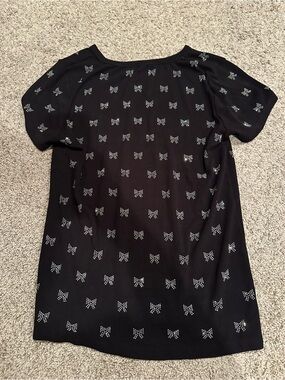 Black Short Sleeve Butterfly Rhinestone Tee